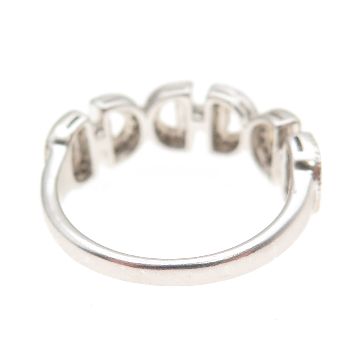 925 Sterling Silver Real Champagne Diamond Anchor Link Ring Size 8