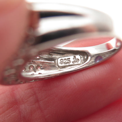 925 Sterling Silver Blue & White C Z Teardrop Ring Size 6