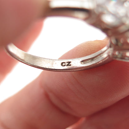 RJ Graziano 925 Sterling Silver Round-Cut C Z Engagement Ring Size 6.75
