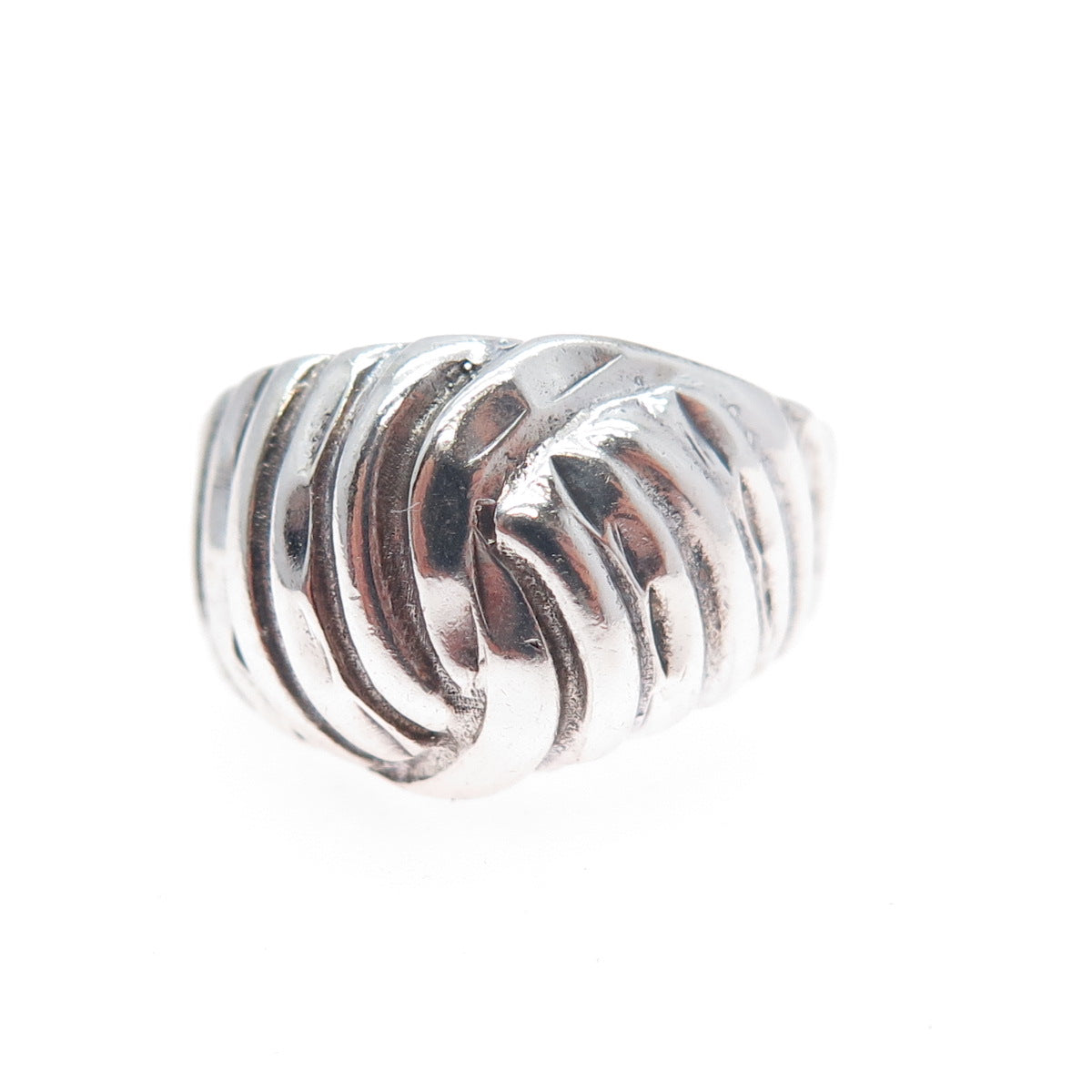 925 Sterling Silver Vintage Modernist Yin Yang Ring Size 6.25