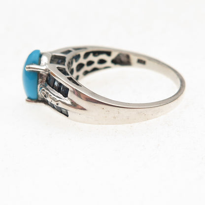 Chuck Clemency 925 Sterling Silver Real Diamond Turquoise Sapphire Ring Size 10