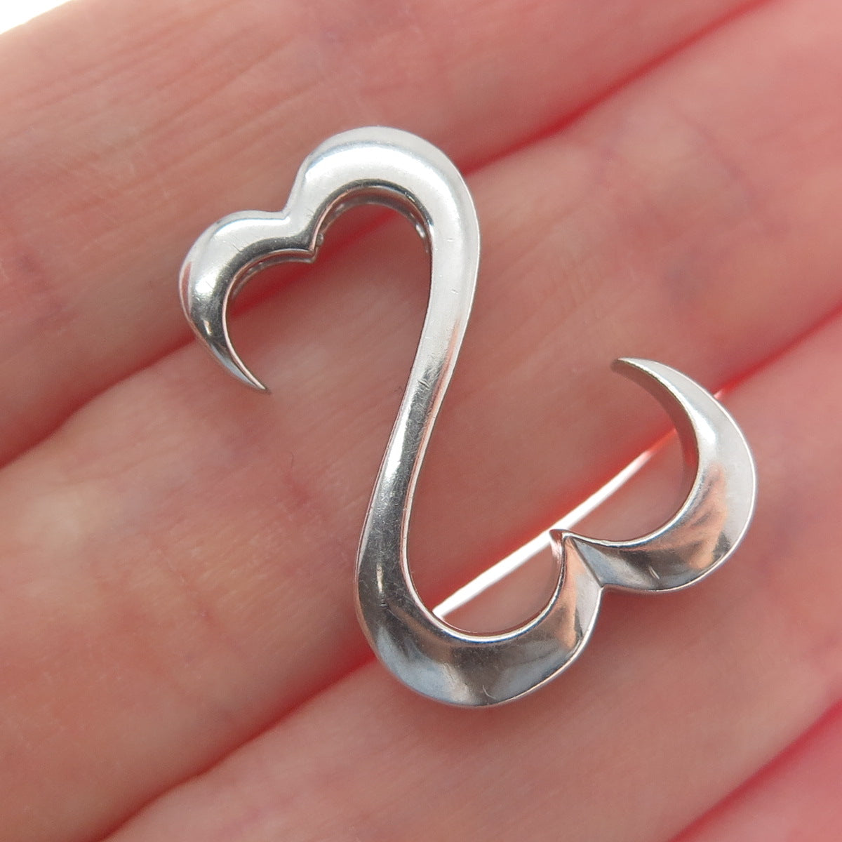 925 Sterling Silver Open Heart Slide Pendant