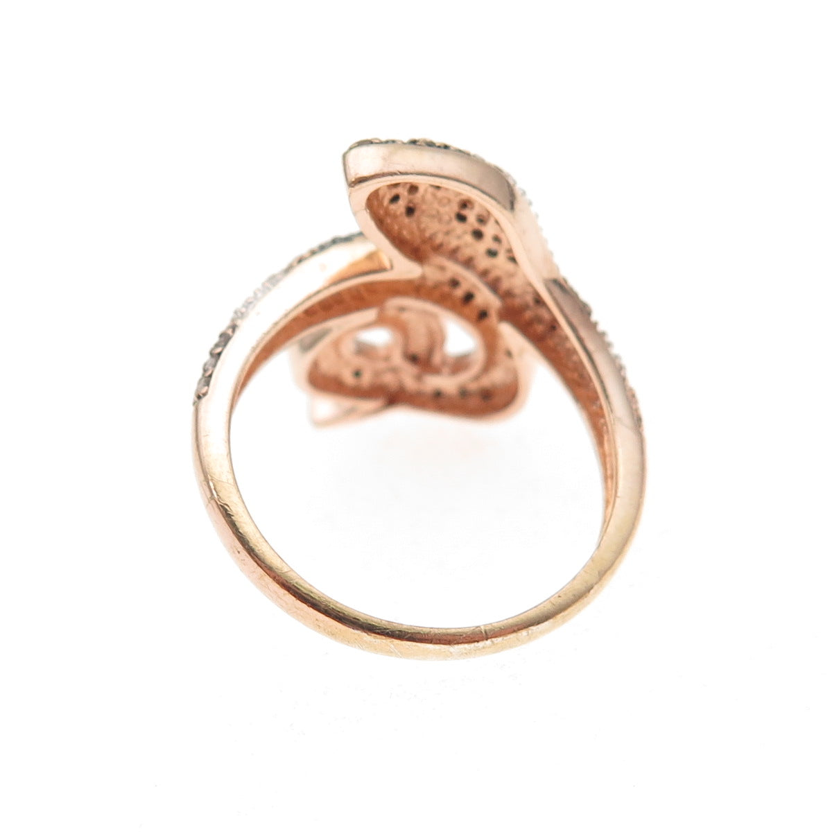 925 Sterling Silver Gold Plated Black Rhodium Real Diamond Snake Ring Size 7