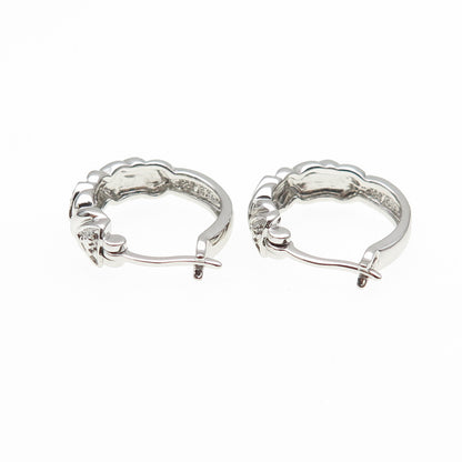 ROSS SIMONS 925 Sterling Silver Real Round-Cut Diamond Hoop Earrings