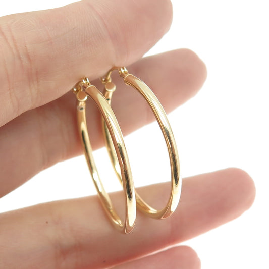 925 Sterling Silver Gold Plated Tube Hoop Earrings