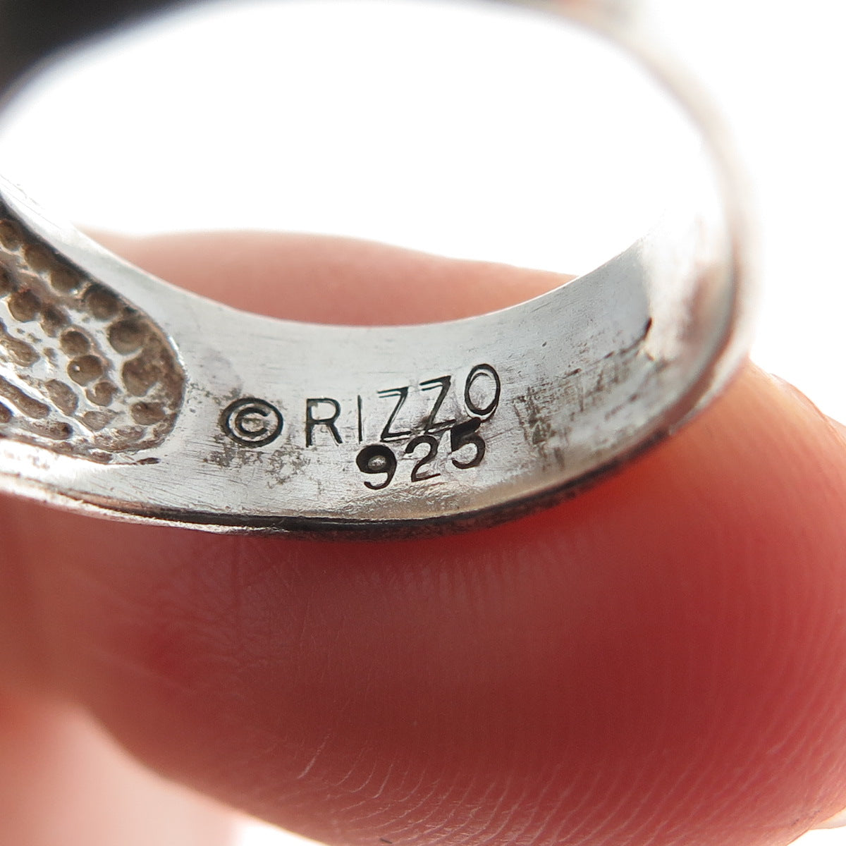 RON RIZZO 925 Sterling Silver Vintage Modernist Heart Oxidized Ring Size 6.5