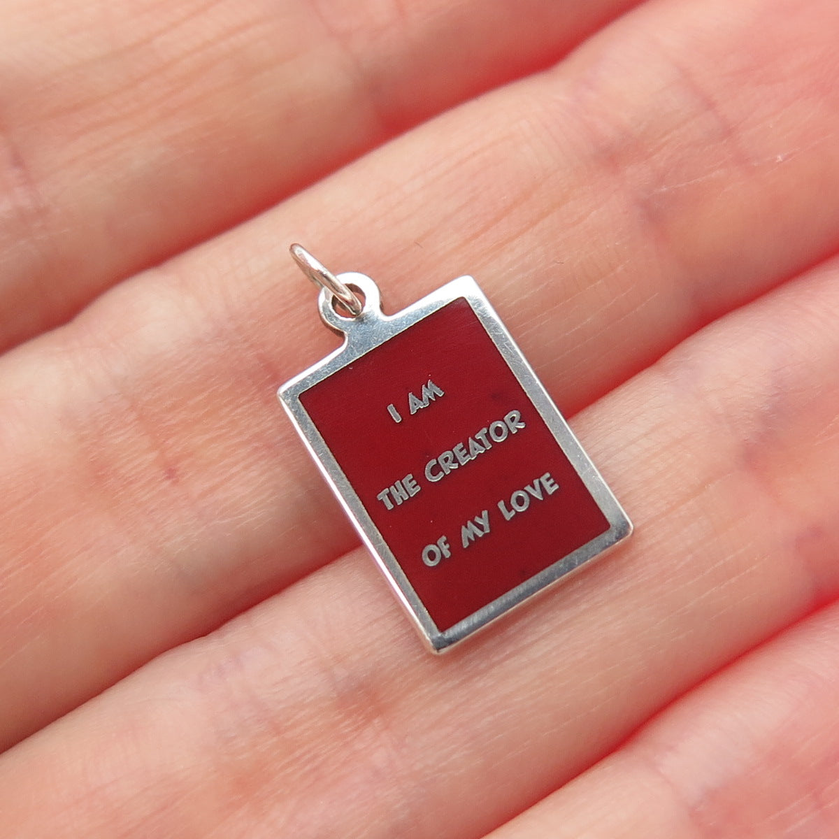 925 Sterling Silver Enamel I Am The Creator Of My Love Minimalist Charm Pendant
