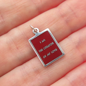 925 Sterling Silver Enamel I Am The Creator Of My Love Minimalist Charm Pendant