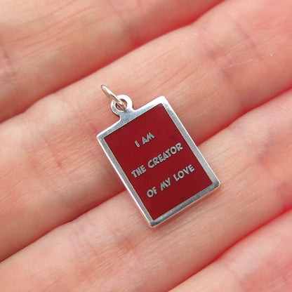 925 Sterling Silver Enamel I Am The Creator Of My Love Minimalist Charm Pendant