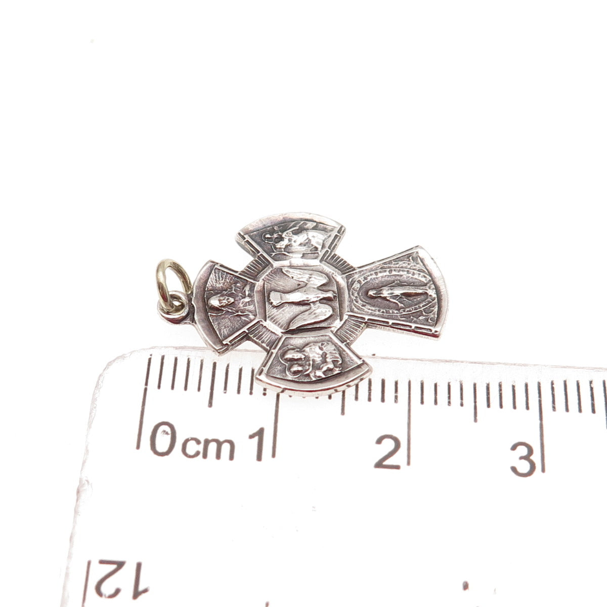 Chapel 925 Sterling Silver Antique Art Deco 4-Way Cross Oxidized Charm Pendant