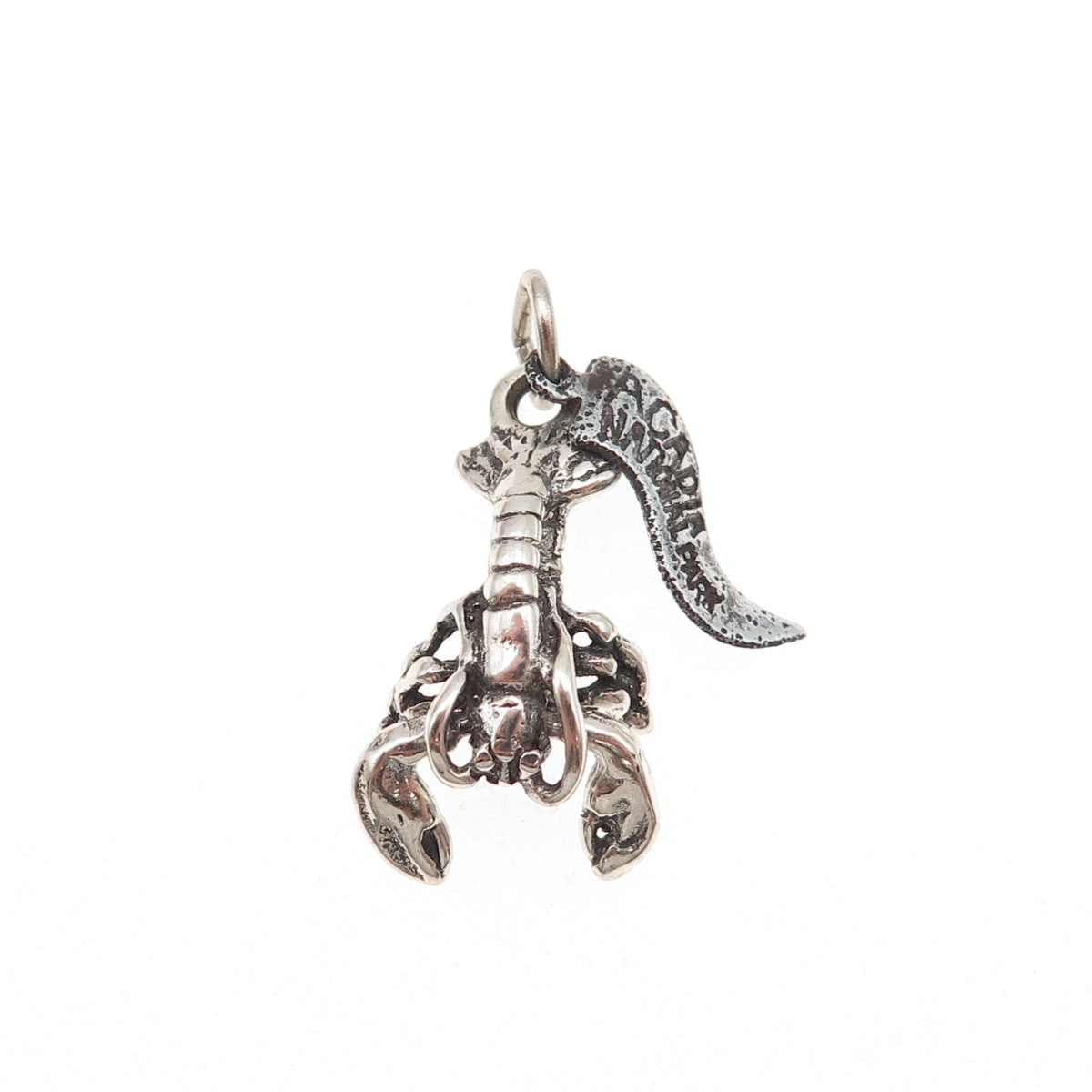 925 Sterling Silver Vintage Acadia National Park Lobster Oxidized Charm Pendant