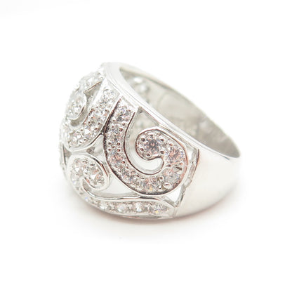 ROSS SIMONS 925 Sterling Silver Round-Cut C Z Spiral Dome Ring Size 6.5
