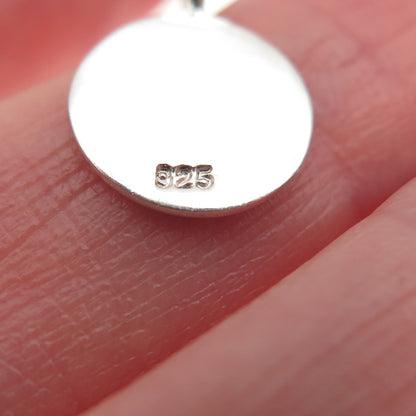 925 Sterling Silver Vintage Love Round Tag Mini Charm Pendant