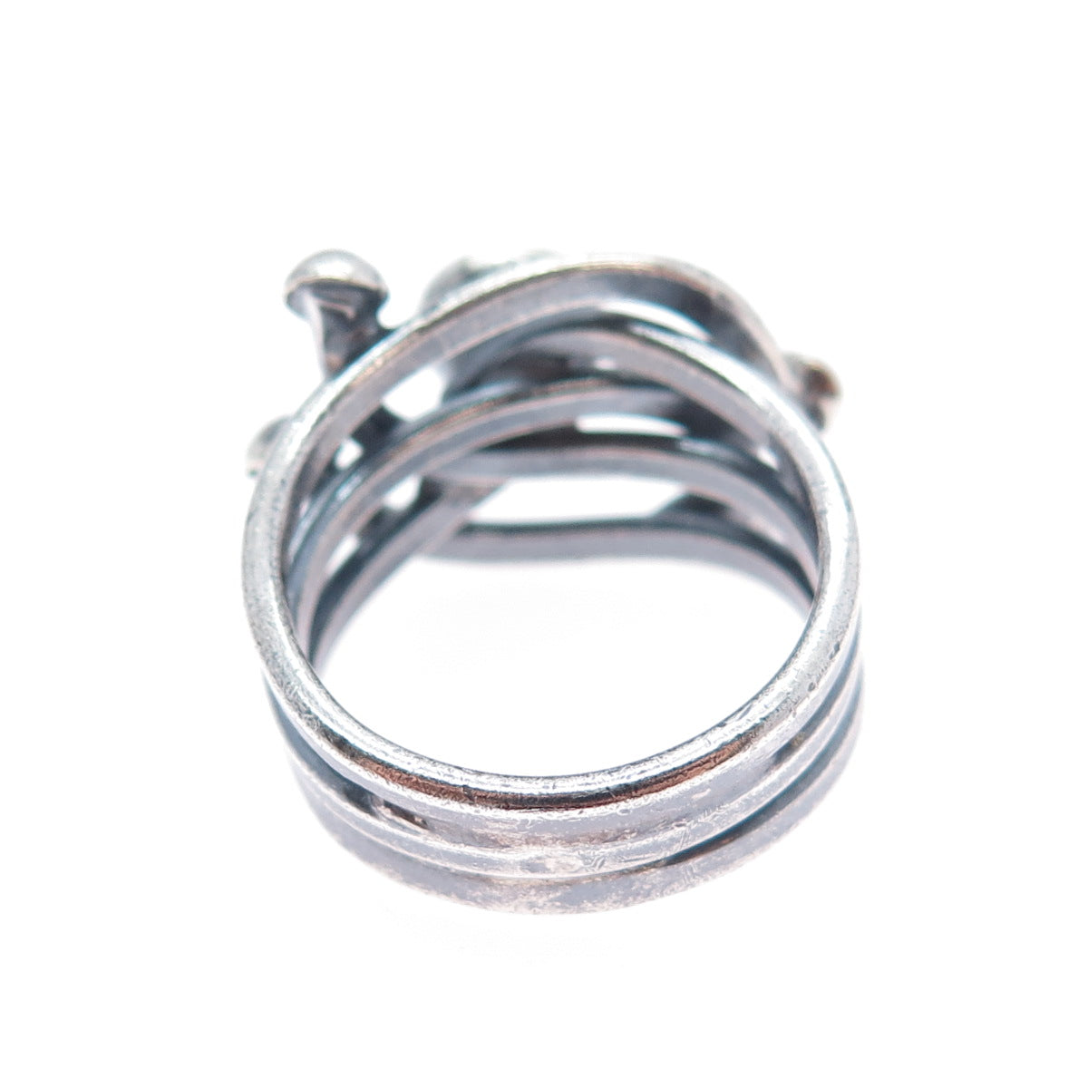 925 Sterling Silver Vintage Real Black Onyx Modernist Oxidized Ring Size 9.25