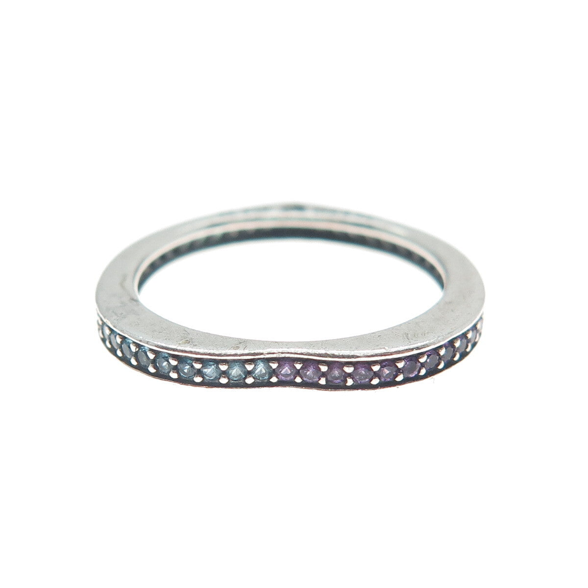 PANDORA 925 Sterling Silver Multi-Color Gem Heart Pendant / Ring Size 4.5