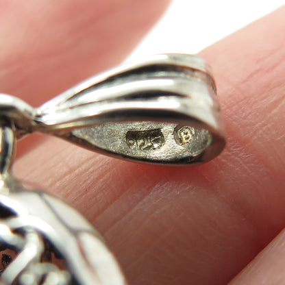 BEAU 925 Sterling Silver Vintage Diamond-Cut Filigree Heart Pendant