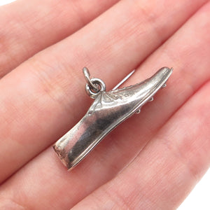 925 Sterling Silver Vintage Golf Shoe Oxidized 3D Charm Pendant