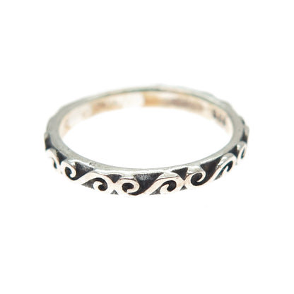 925 Sterling Silver Vintage Spiral Oxidized Stackable Band Ring Size 3.75