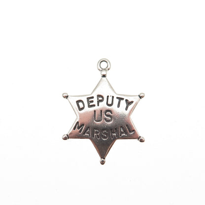 925 Sterling Silver Vintage 1980 Deputy US Marshal Star Mini Charm Pendant