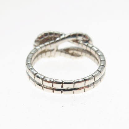 925 Sterling Silver Vintage CII Round-Cut C Z Love Knot Modernist Ring Size 6.25