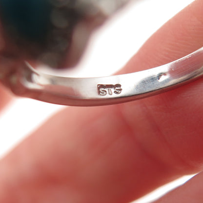 Chuck Clemency 925 Sterling Silver Real Turquoise & White Topaz Ring Size 8