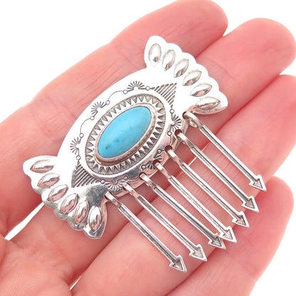 CAROLYN POLLACK Old Pawn 925 Sterling Silver Vintage Turquoise Arrow Pin Brooch