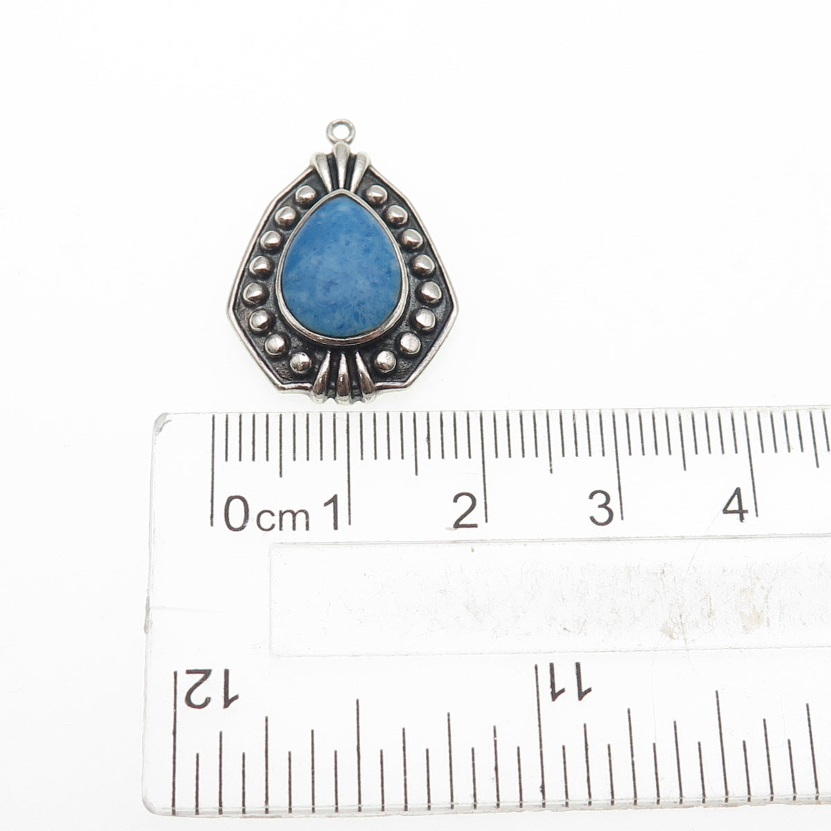 CFJ Collins Fine 925 Sterling Silver Vintage Real Denim Lapis Oxidized Pendant