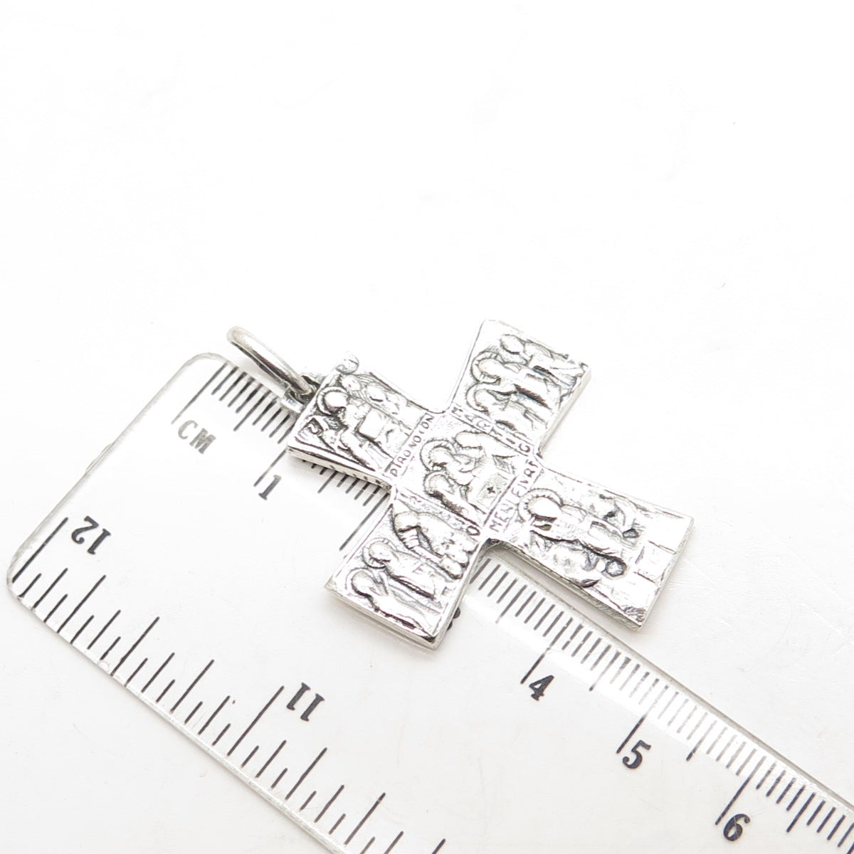 925 Sterling Silver Vintage Religious Theme Cross Pendant