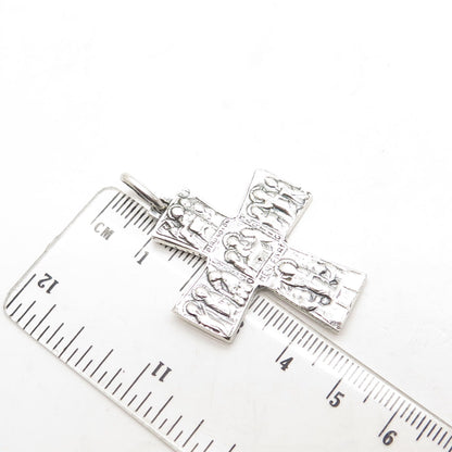 925 Sterling Silver Vintage Religious Theme Cross Pendant