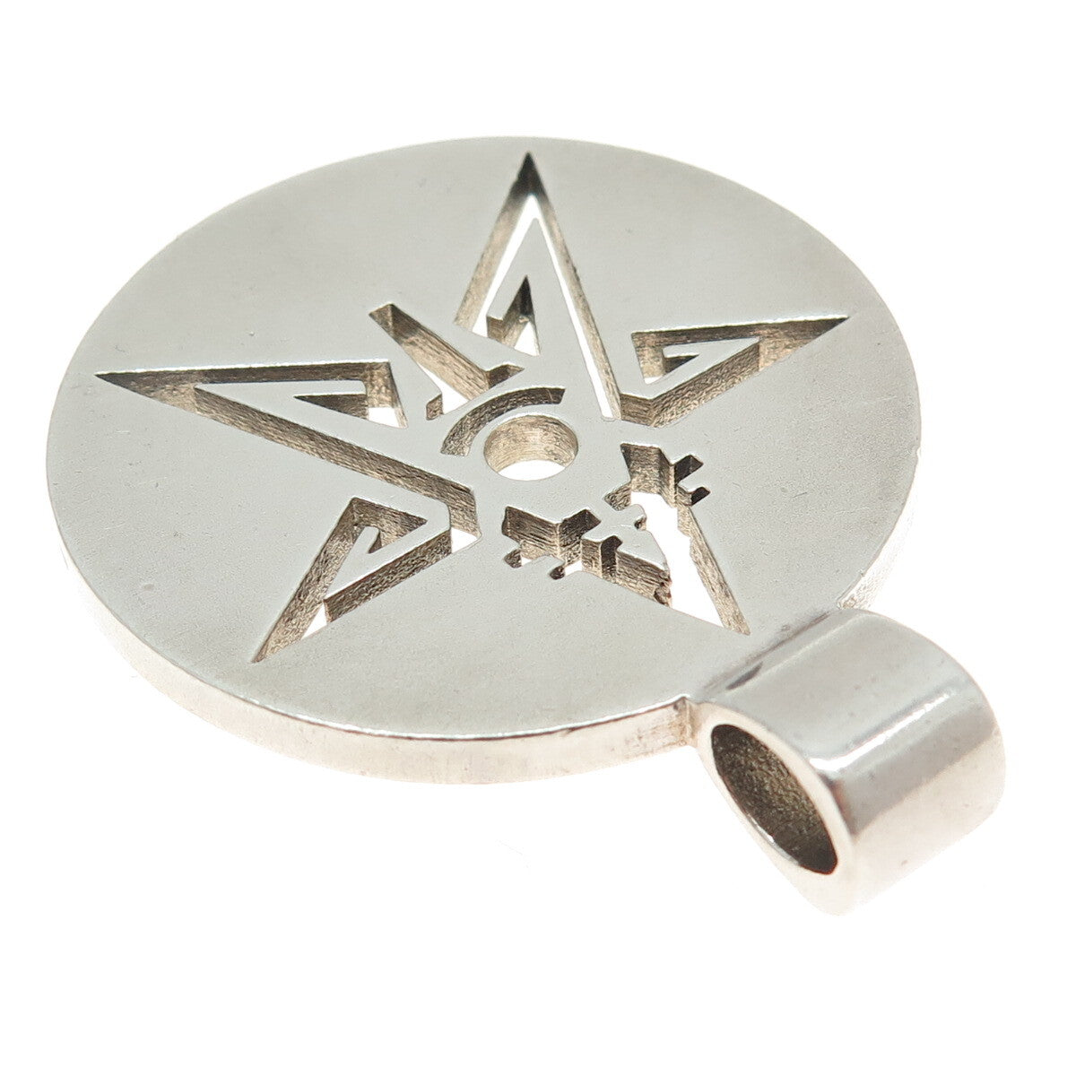 925 Sterling Silver Vintage Spiritual Pentagram Slide Pendant