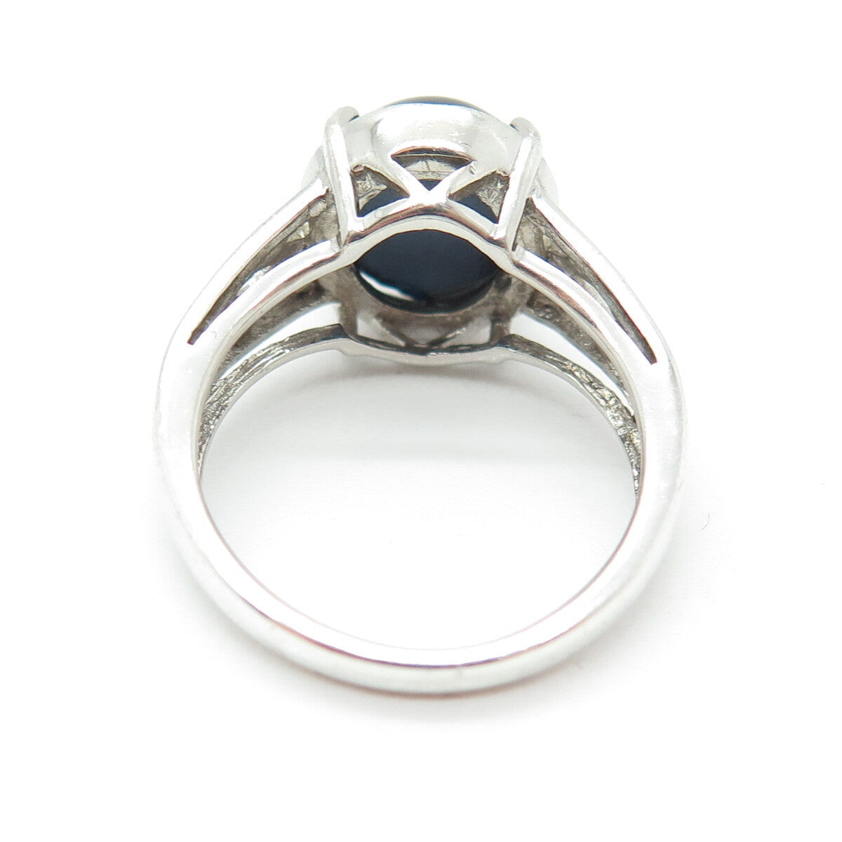 925 Sterling Silver Real Cabochon Sapphire Ring Size 6.75