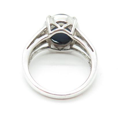925 Sterling Silver Real Cabochon Sapphire Ring Size 6.75