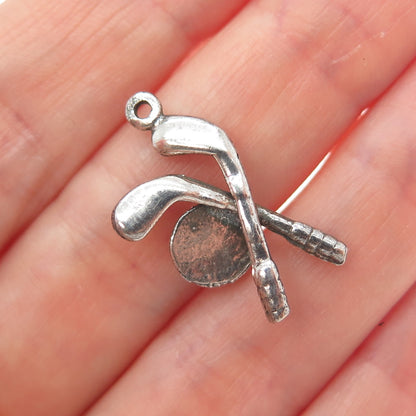 925 Sterling Silver Vintage Golf Club Oxidized Minimalist Charm Pendant