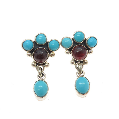 GILO GRACE NAKAI NAVAJO Old Pawn Sterling Vintage Turquoise Tourmaline Earrings