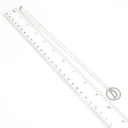 925 Sterling Silver Round-Cut C Z Letter "D" Initial Cable Chain Necklace 16-18"