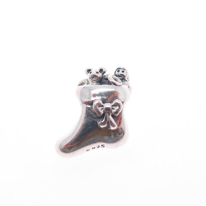 PANDORA 925 Sterling Silver Santa's Stocking Slide Bead Charm