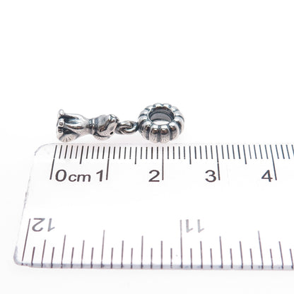 PANDORA 925 Sterling Silver Oxidized Dangle Dog Slide Charm