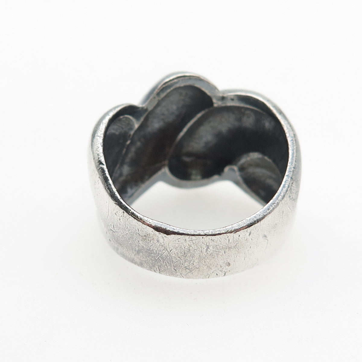 925 Sterling Silver Vintage Modernist Dome Oxidized Ring Size 9