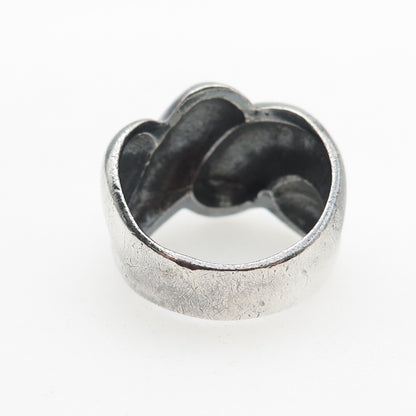 925 Sterling Silver Vintage Modernist Dome Oxidized Ring Size 9