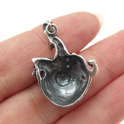 925 Sterling Silver Vintage Noah's Ark Religious Oxidized Charm Pendant