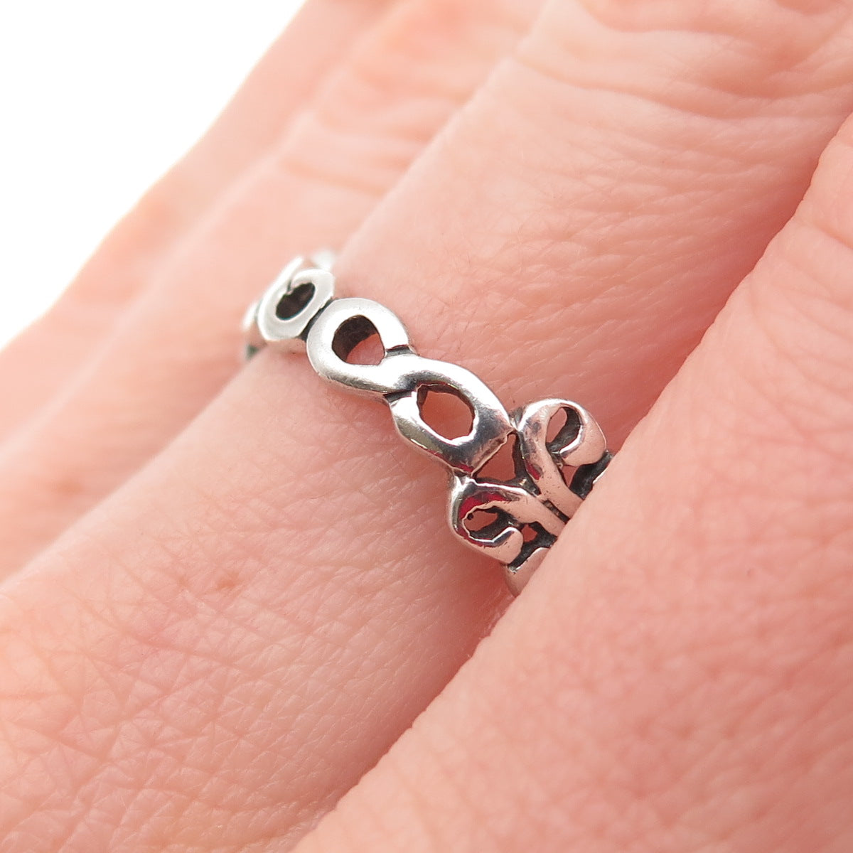 925 Sterling Silver Vintage Infinity Butterfly Oxidized Ring Size 8.75