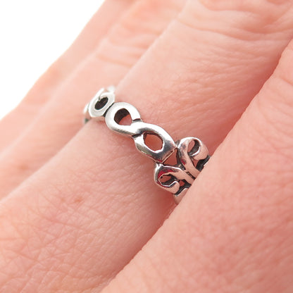 925 Sterling Silver Vintage Infinity Butterfly Oxidized Ring Size 8.75