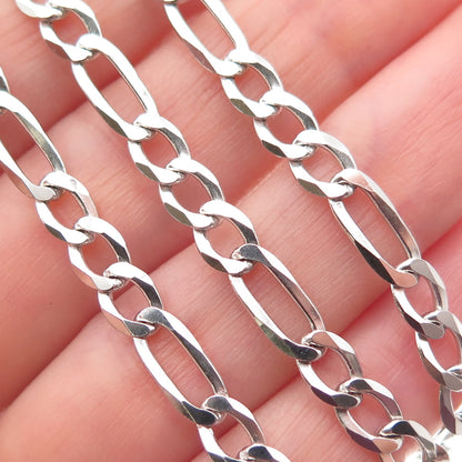 P. LUX 925 Sterling Silver Italy Figaro Chain Necklace 20"