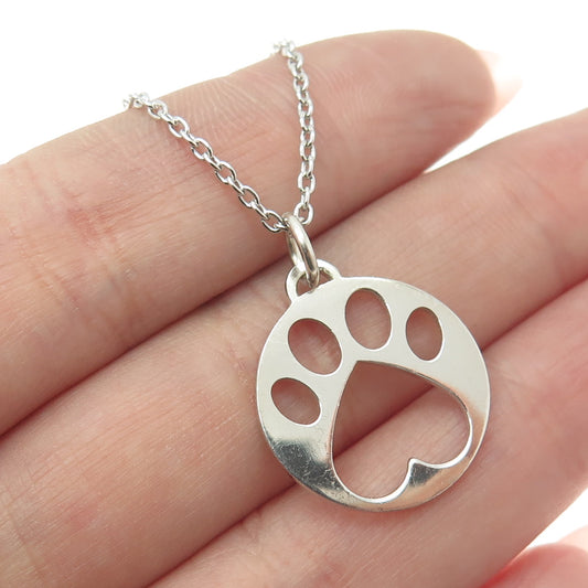 925 Sterling Silver London Paw Pendant Cable Chain Necklace 18"