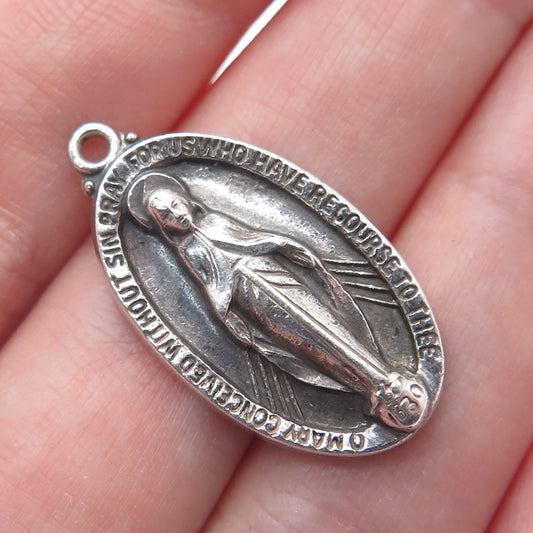 WALTER E. HAYWARD 925 Sterling Silver Vintage St. Mary Religious Charm Pendant