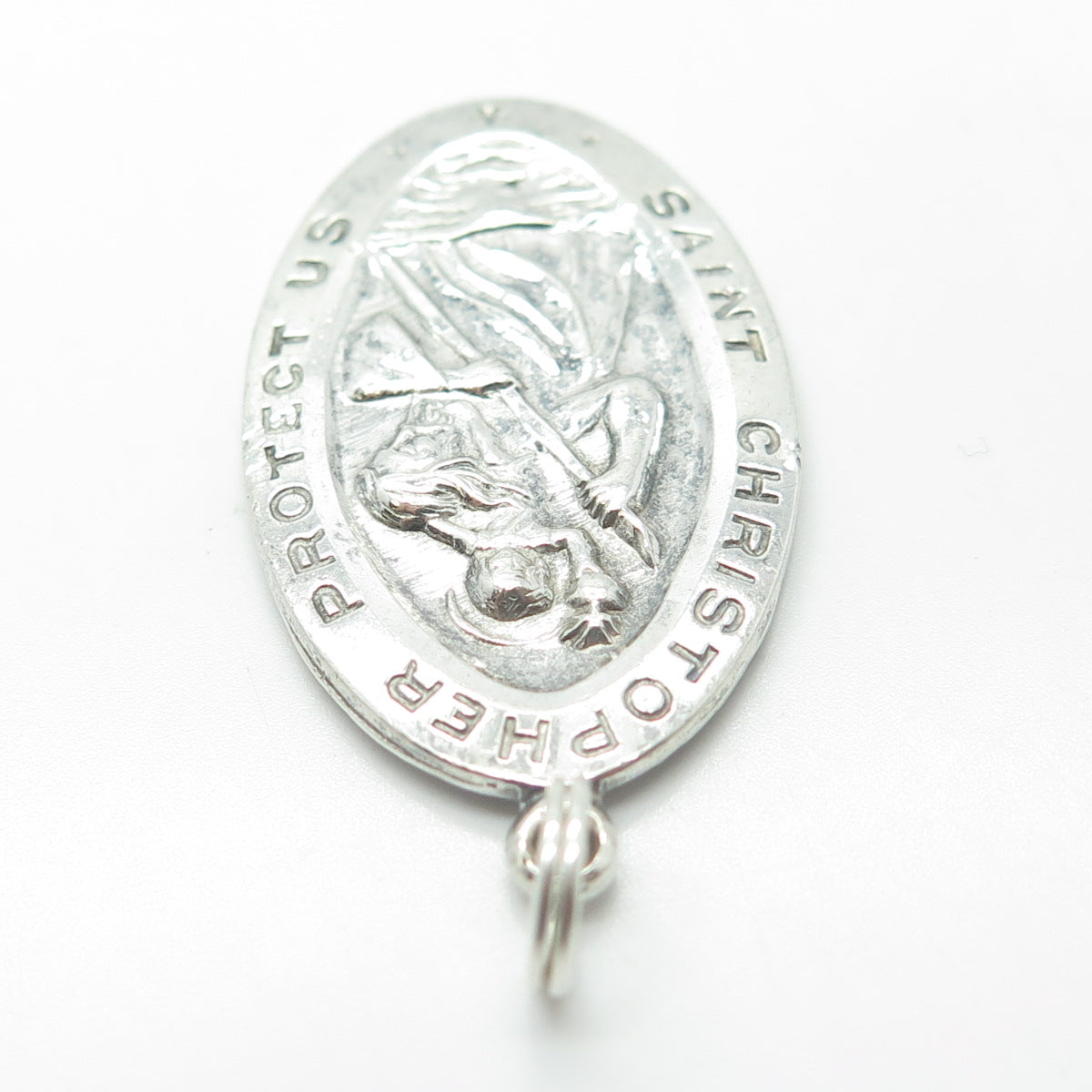 CHAPEL 925 Sterling Silver Vintage Saint Christopher Medal Religious Pendant