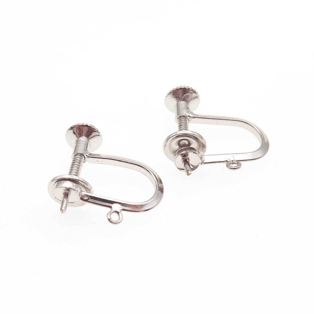 925 Sterling Silver Antique Art Deco Charm Holder Screw Back Earrings
