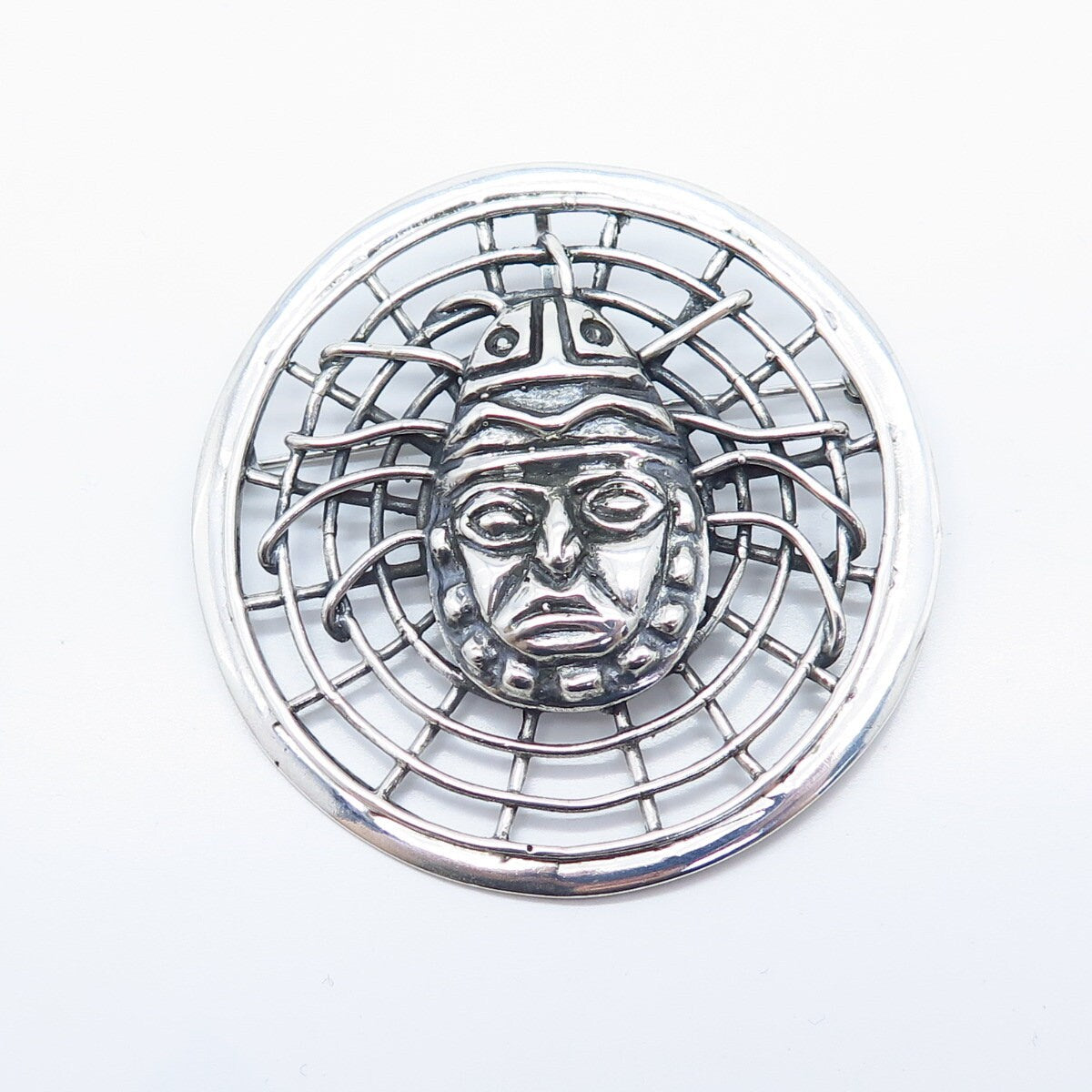 925 Sterling Silver Vintage Spider Face Pin Brooch