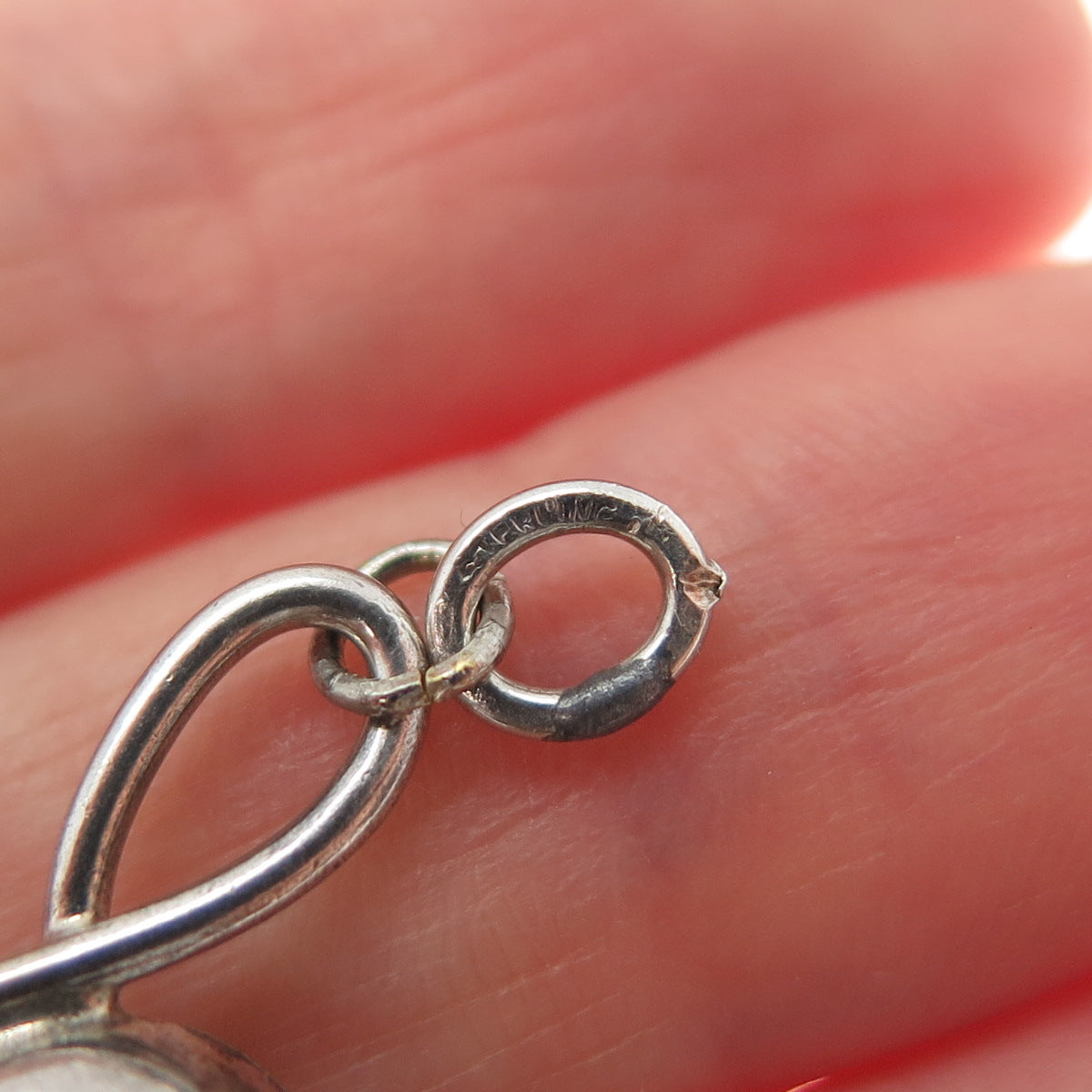 925 Sterling Silver Vintage Treble Clef Oxidized Charm Pendant