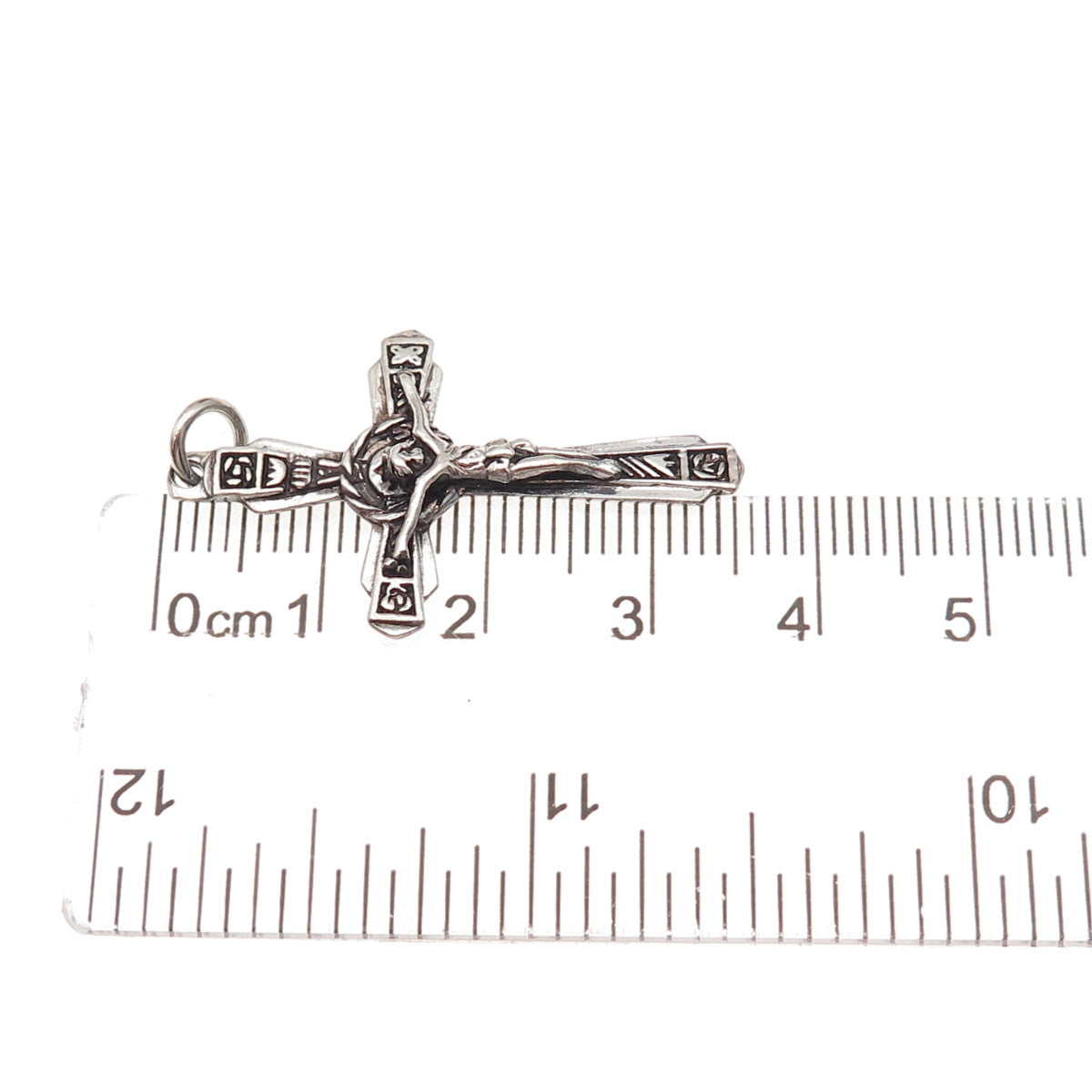 925 Sterling Silver Vintage Crucifix Cross Oxidized Charm Pendant